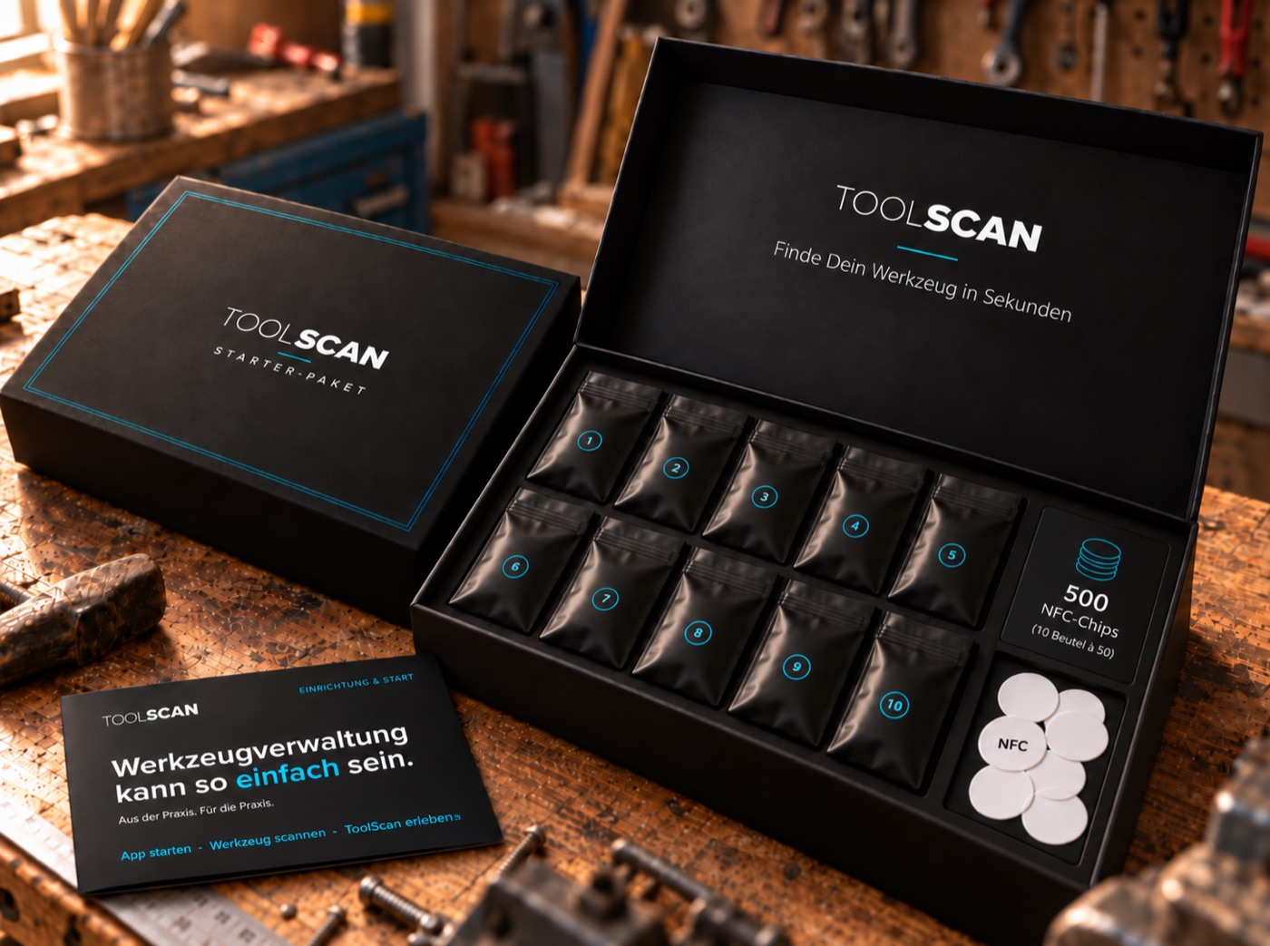 ToolScan NFC-Chips in nummerierten Beuteln